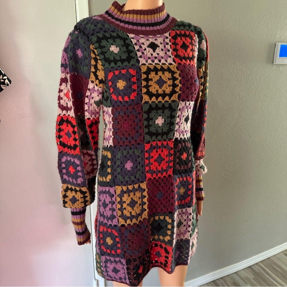 FARM Rio Multicolor Crochet Sweater